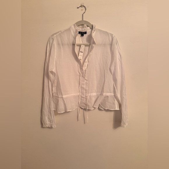 NWT J. Crew Lace-trim cinched-waist top in cotton voile - Picture 6 of 8